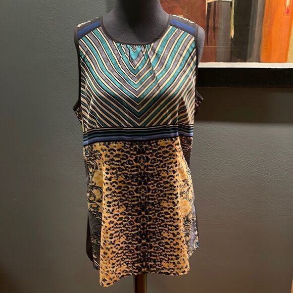 CAbi Buchanon Animal/Lines Print Sleeveless Top. Semi sheer. Medium. - Picture 2 of 8